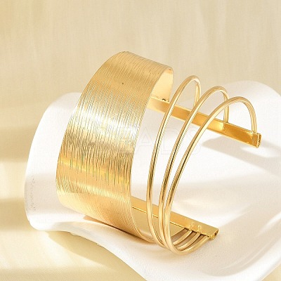 Alloy Open Cuff Bangles LS-BJEW-K272-01G-1