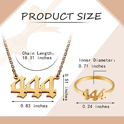 Number Pendant Necklace & Open Cuff Ring JX198A-1