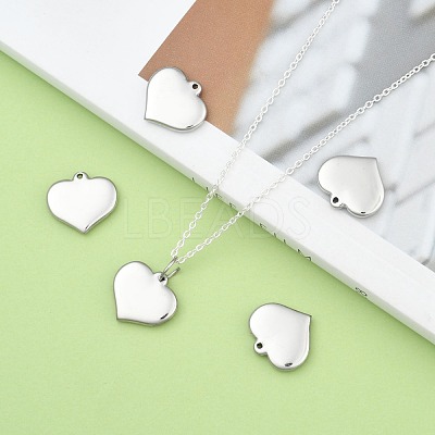 Tarnish Resistant 304 Stainless Steel Mirror Polished Finish Stamping Blank Tag Heart Pendants X-STAS-R063-02-1