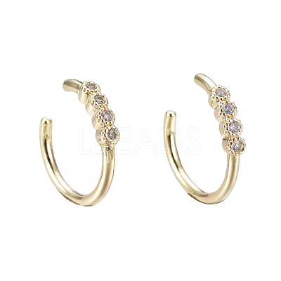 Brass Micro Pave Clear Cubic Zirconia Cuff Earrings EJEW-I249-13G-1