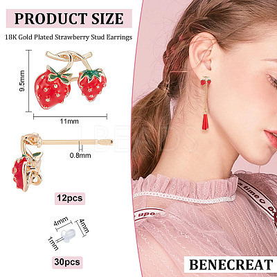 12Pcs Brass Enamel Stud Earring Findings KK-BC0010-08-1