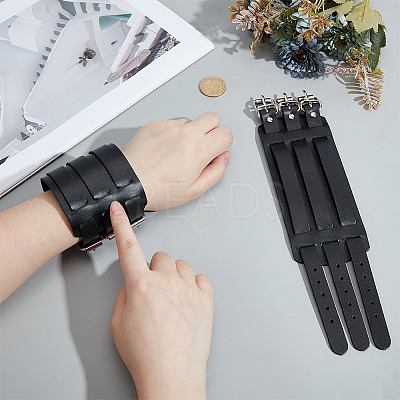 Punk Rock Style Leather Bracelets BJEW-WH0816-013B-1