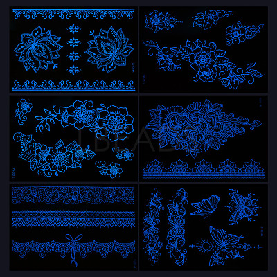 6 Sheets Luminous Paper Tattoo Stickers STIC-TAC0001-007B-1
