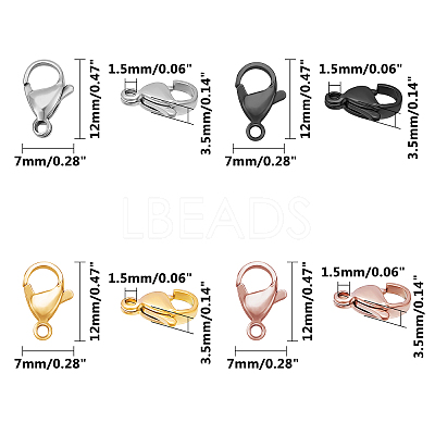 PVD Vacuum Plating 304 Stainless Steel Lobster Claw Clasps STAS-UN0007-64-1