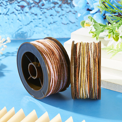 2 Rolls 2 Colors Segment Dyed Round Polyester Twisted Cords OCOR-TA0003-59C-1