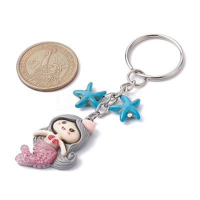 Mermaid Opaque Resin Pendant Keychain KEYC-JKC00624-1