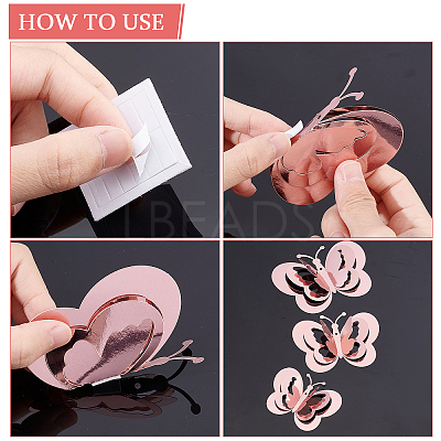 3Sets 3D Butterfly PVC Mirrors Wall Stickers DIY-CN0001-85A-1