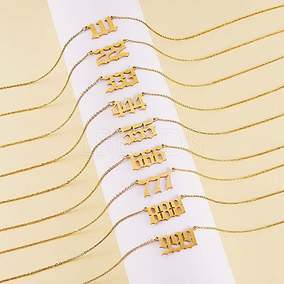 Number Pendant Necklace & Open Cuff Ring JX200A-1
