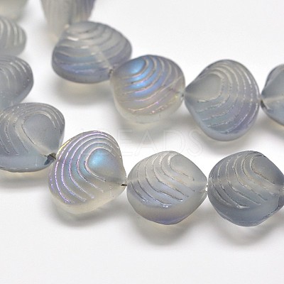 Frosted Electroplate Glass Shell Beads Strands EGLA-M002-B03-1