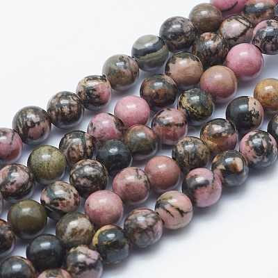 Natural Rhodonite Beads Strands G-K287-16-8mm-1