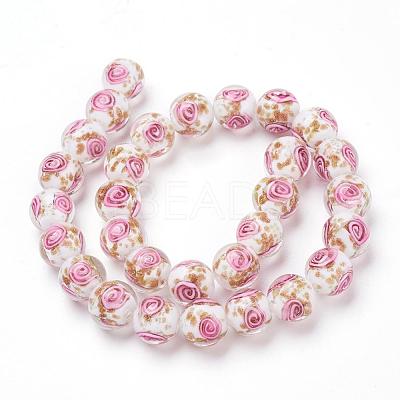 Handmade Gold Sand Lampwork Beads Strands LAMP-L072-G08-1