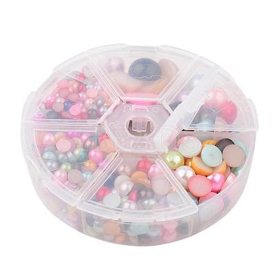 1Box ABS Plastic Imitation Pearl Dome Cabochons SACR-JP0001-M-1