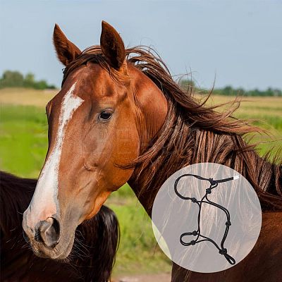 2Pcs 2 Style Adjustable Nylon Knitted Horse Halters FIND-OC0002-04-1