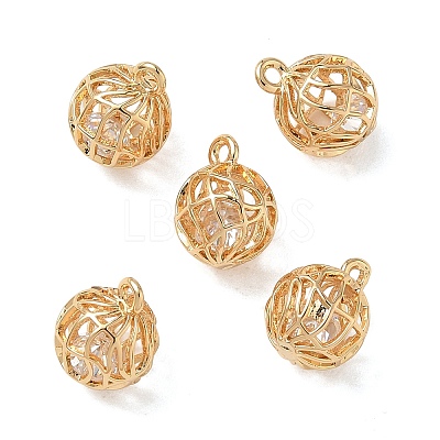 Brass Micro Pave Clear Cubic Zirconia Pendants KK-D261-01G-12-1