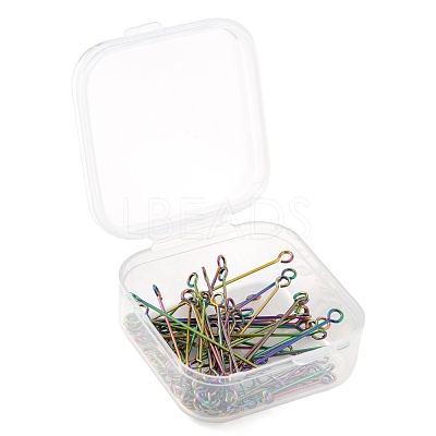 60Pcs 3 Style Ion Plating(IP) 304 Stainless Steel Eye Pins STAS-LS0001-62MC-1