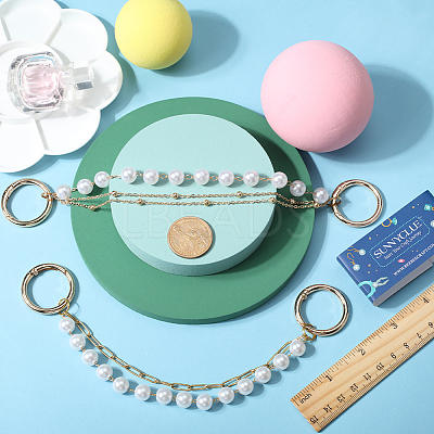 2Pcs 2 Style Imitation Pearl & Alloy Shoe Chains FIND-SC0004-66-1