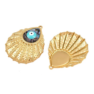 304 Stainless Steel Enamel & Natural Paua Shell Pendants SH-CBA4809-01G-1