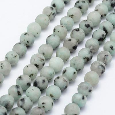 Natural Sesame Jasper/Kiwi Jasper Beads Strands G-F518-18-6mm-1