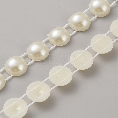 ABS Plastic Pearl Half Round Link Chains CHAC-WH20001-01B-1