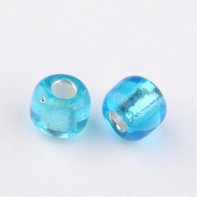 6/0 Round Silver Lined Round Hole Glass Seed Beads X-SEED-A005-4mm-23B-1