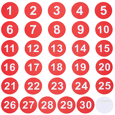 1 Set Round ABS Plastic Number Brooches Sets JEWB-OC0001-02B-1