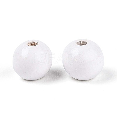 Spray Painted Round Natural Schima Wood Beads WOOD-A018-8mm-30-1