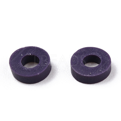 Flat Round Handmade Polymer Clay Bead Spacers CLAY-R067-4.0mm-04-1