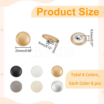 36Pcs 6 Colors Aluminum Snap Buttons FIND-WR0011-57B-1
