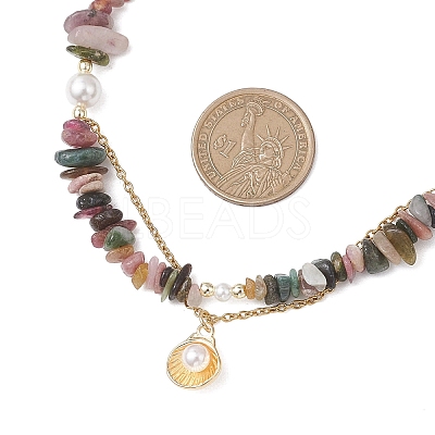 Natural Multicolor Tourmaline Chips Beads Necklaces & Bracelets Sets for Women SJEW-JS01372-02-1