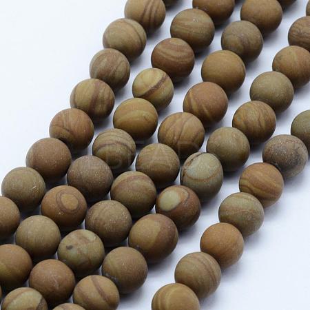 Natural Wood Lace Stone Wooden Jasper Beads Strands G-F518-21-10mm-1