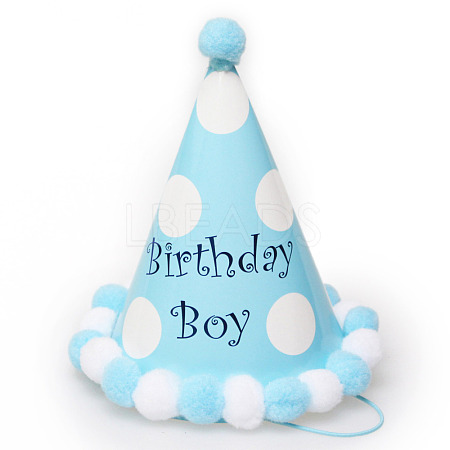 Word Birthda Boy Paper Party Hats Cone FEPA-PW0001-247B-02-1