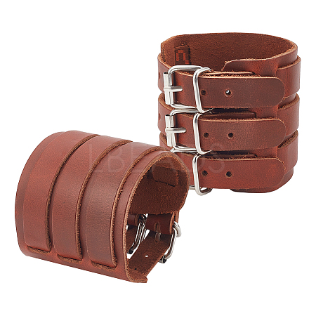 Adjustable Cowhide Cuff Cord Bracelet BJEW-WH0020-62P-01-1