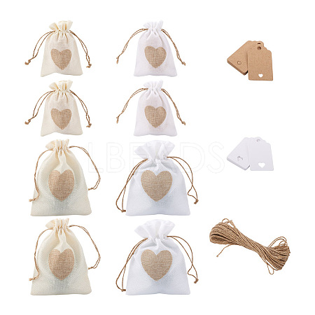 Cheriswelry 20pcs 2 Styles Jute Blank DIY Craft Drawstring Bag ABAG-CW0001-03-1