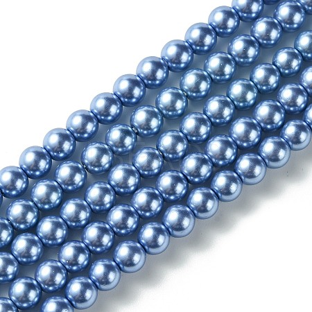 Eco-Friendly Dyed Glass Pearl Round Beads Strands HY-A008-6mm-RB015-1