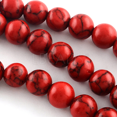 Synthetical Turquoise Gemstone Round Bead Strands TURQ-R035-8mm-04-1