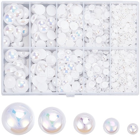 70G  5 Styles ABS Plastic Imitation Pearl Cabochons OACR-SC0001-45D-1