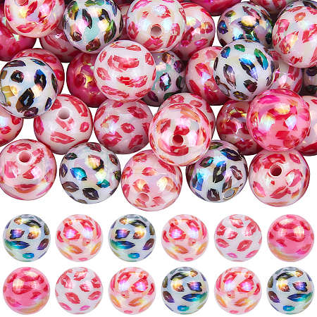 50Pcs UV Plating Opeque Acrylic Beads MACR-SC0001-51A-1