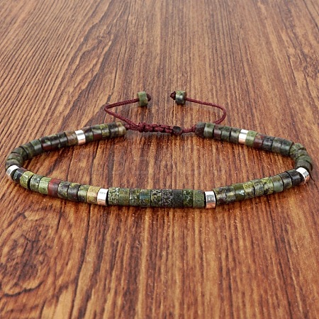 Natural Dragon Blood Heishi Beads Adjustable Braided Bracelets for Men Women BX7041-15-1