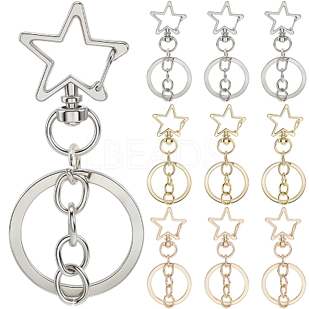 18Pcs 3 Style Alloy Keychain Clasps KEYC-SP0001-49D-1