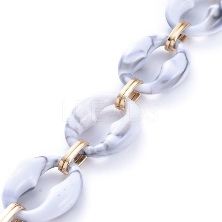 Handmade Imitation Gemstone Style Acrylic Oval Link Chains AJEW-JB00625-05-1