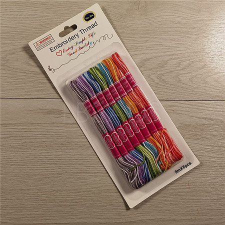 8 Skeins 8 Colors 6-Ply Polycotton(Polyester Cotton) Embroidery Floss PW22063001471-1