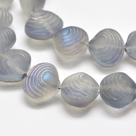 Frosted Electroplate Glass Shell Beads Strands EGLA-M002-B03-1