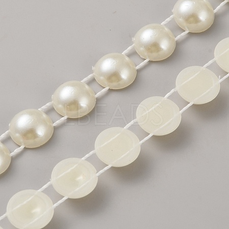ABS Plastic Pearl Half Round Link Chains CHAC-WH20001-01B-1