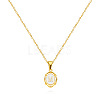 304 Stainless Steel Enamel White Oval with Letter Pendant Necklaces for Men Women FS-WG94BAB-13-1