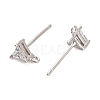 Rhodium Plated 925 Sterling Silver Ear Stud Findings STER-F058-01P-01-2