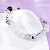 Natural Tourmalinated Quartz Round Beaded Stretch Bracelets for Men Women BJEW-G743-01C-3