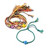 10Pcs 10 Colors Boho Handmade Porcelain Shell Shaped Adjustable Braided Cotton Cord Slider Bracelet Sets for Women WG2C478-01-5