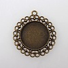 Vintage Tibetan Style Alloy Flower Pendant Cabochon Bezel Settings X-TIBEP-M018-118AB-NF-1