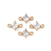 Brass Pave Glass Rhombus Links Connector Charms GLAA-Q088-001E-1