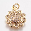 Brass Micro Pave Cubic Zirconia Charms ZIRC-E147-34G-1